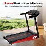 Tapis de course pliable 2-en-1 avec 15 vitesses, inclinaison automatique, bande large, portable