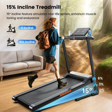 Tapis de course pliable inclinaison 15°, 13,5 km/h,  43×17", 136 kg Silencieux maison & bureau