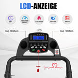 Tapis de course pour bureau à domicile, tapis 2-en-1 pliable pour marche et course, 12 + 3 programmes, capacité 120 kg, couleur noire.